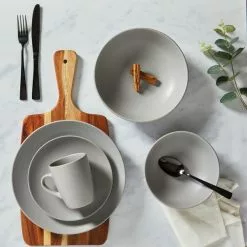 Dunelm Stoneware Grey Matte 12 Piece Dinner Set 7 Dunelm Stoneware Grey Matte 12 Piece Dinner Set - 1000150784 alt02