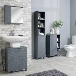 Lloyd Pascal Grey Wave Tall Cabinet 11 Lloyd Pascal Grey Wave Tall Cabinet - 1000160243 alt03