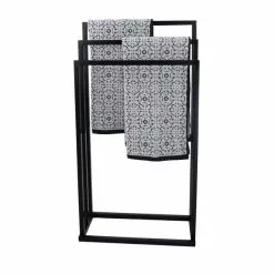 Lloyd Pascal Black 3 Rail Free Standing Towel Holder 8 Lloyd Pascal Black 3 Rail Free Standing Towel Holder - 1000161863 alt02