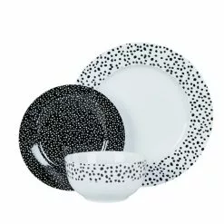 Dunelm Dottie Black 12 Piece Dinner Set - 1000167957 alt01