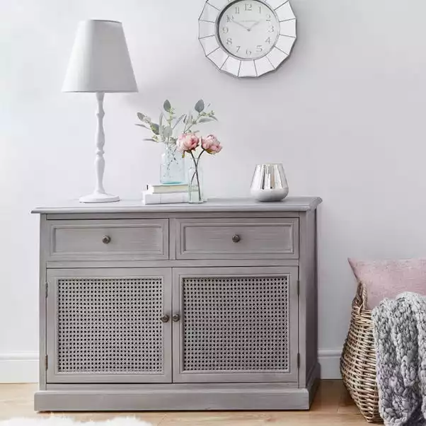 Dunelm Lucy Cane Grey Small Sideboard 3 Dunelm Lucy Cane Grey Small Sideboard