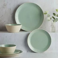 Dunelm Lulworth Seafoam 12 Piece Dinner Set
