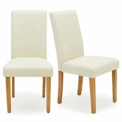 Dunelm Hugo Set Of 2 Faux Leather Cream Dining Chairs 9 Dunelm Hugo Set Of 2 Faux Leather Cream Dining Chairs - 30662752 alt01