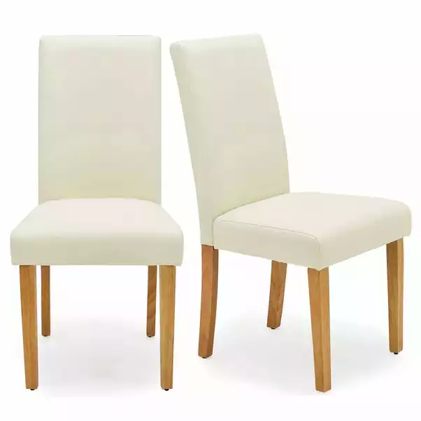 Dunelm Hugo Set Of 2 Faux Leather Cream Dining Chairs 4 Dunelm Hugo Set Of 2 Faux Leather Cream Dining Chairs - Image 2
