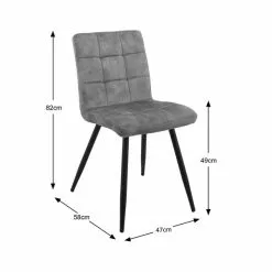 Dunelm Porter Set Of 2 Dining Chairs Grey Microsuede - 30662755 alt09