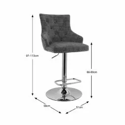 Dunelm Selena Distressed Velvet Bar Stool - 30685461 alt09