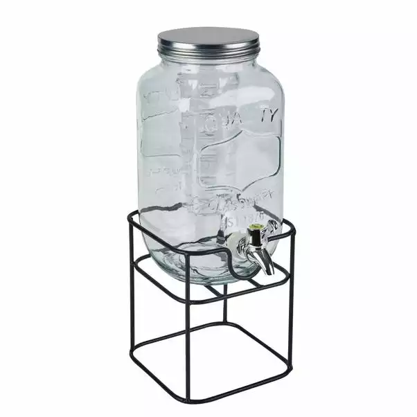 Dunelm 3.3L Glass Drinks Dispenser With Infuser And Stand 3 Dunelm 3.3L Glass Drinks Dispenser With Infuser And Stand