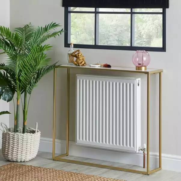 Dunelm Sullivan Gold Effect Slim Console Radiator Cover 3 Dunelm Sullivan Gold Effect Slim Console Radiator Cover