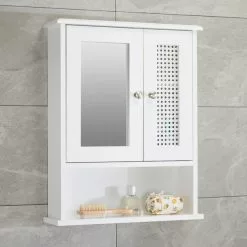 Lloyd Pascal Palermo Cane White Wall Mirror Cabinet