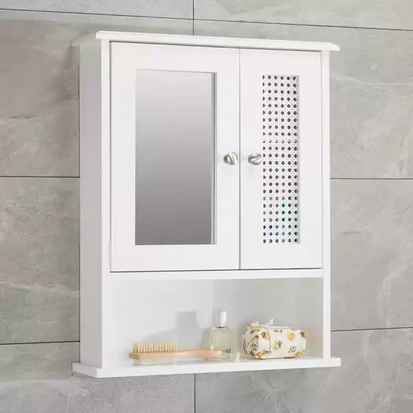 Lloyd Pascal Palermo Cane White Wall Mirror Cabinet 3 Lloyd Pascal Palermo Cane White Wall Mirror Cabinet