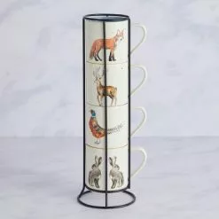 Dunelm Set Of 4 Woodland Stackable Mugs - 30730083 alt02