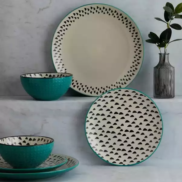 Dunelm Global Teal 12 Piece Dinner Set 3 Dunelm Global Teal 12 Piece Dinner Set