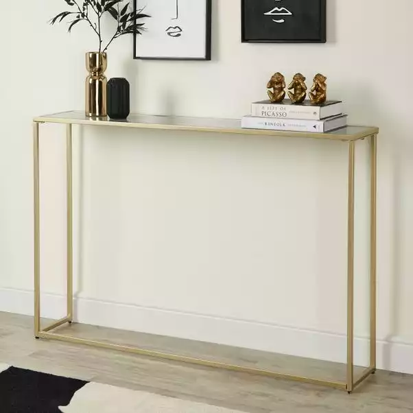 Dunelm Sullivan Gold Marble Effect Wide Slim Console 3 Dunelm Sullivan Gold Marble Effect Wide Slim Console