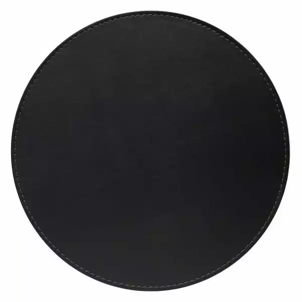 Dunelm Set Of 4 Black & Grey Faux Leather Reversible Round Placemats 3 Dunelm Set Of 4 Black & Grey Faux Leather Reversible Round Placemats