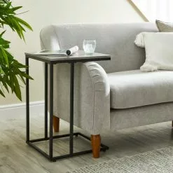 Dunelm Charlie Concrete Effect C-Shaped Side Table