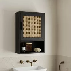 Dunelm Winslow Wall Cabinet Black Rattan