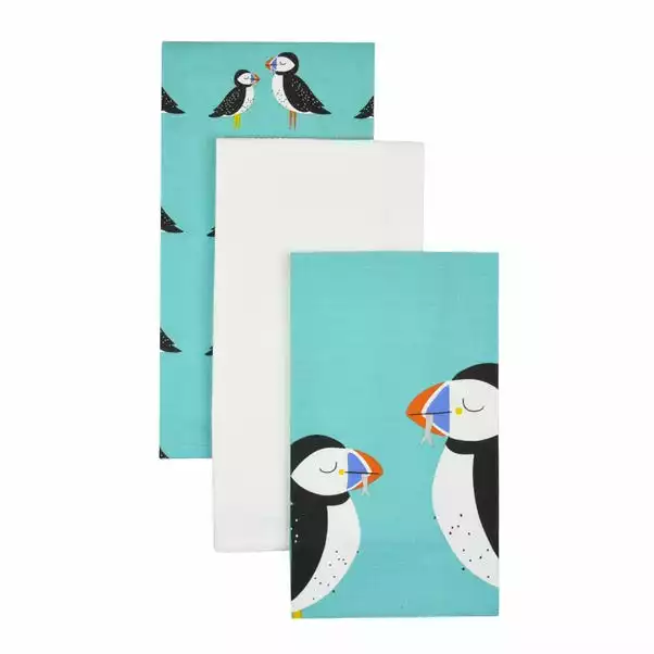 Dunelm Set Of 3 Puffin Tea Towels 3 Dunelm Set Of 3 Puffin Tea Towels