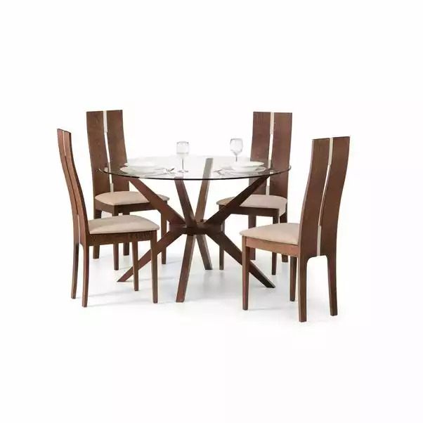 Julian Bowen Chelsea Small Round Glass Dining Table With 4 Cayman Dining Chairs 3 Julian Bowen Chelsea Small Round Glass Dining Table With 4 Cayman Dining Chairs