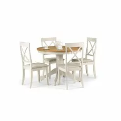 Julian Bowen Davenport Round Pedestal Dining Table With 4 Dining Chairs - 30794219 alt03