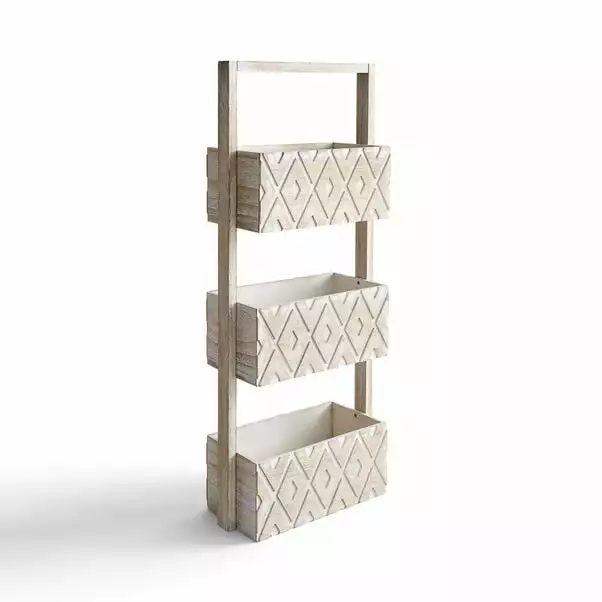 Dunelm 3 Tier Diamond Carved Wooden Caddy 3 Dunelm 3 Tier Diamond Carved Wooden Caddy - Image 2