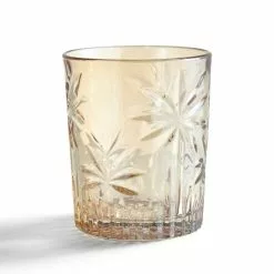 Dunelm Luxe Palm Amber Tumbler Glass 7 Dunelm Luxe Palm Amber Tumbler Glass - 30797552 alt02
