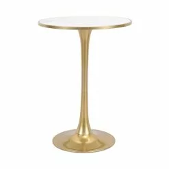 Dunelm Silas White Faux Marble Bar Table Gold 10 Dunelm Silas White Faux Marble Bar Table Gold - 30802254 alt03