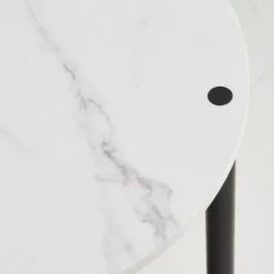 Dunelm Aiko Side Table With 1 LED Light Black And Faux Marble - 30802418 alt02