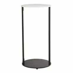 Dunelm Aiko Side Table With 1 LED Light Black And Faux Marble - 30802418 alt04