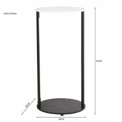 Dunelm Aiko Side Table With 1 LED Light Black And Faux Marble - 30802418 alt05