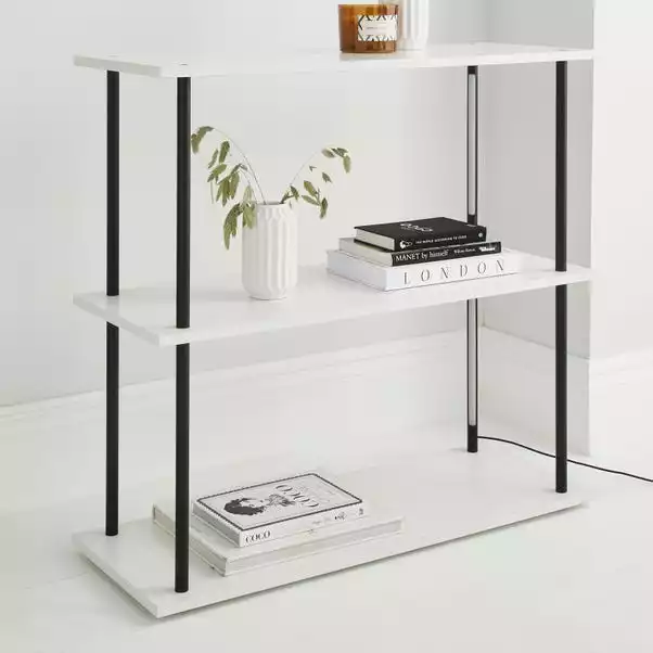 Dunelm Aiko Console Table With 2 LED Lights Black And Faux Marble 4 Dunelm Aiko Console Table With 2 LED Lights Black And Faux Marble - Image 2