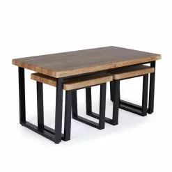 Dunelm Freddie Rustic Wood Effect Nest Coffee Table - 30809245 alt02