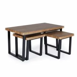 Dunelm Freddie Rustic Wood Effect Nest Coffee Table - 30809245 alt03