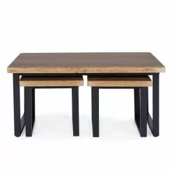 Dunelm Freddie Rustic Wood Effect Nest Coffee Table - 30809245 alt04