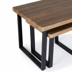 Dunelm Freddie Rustic Wood Effect Nest Coffee Table - 30809245 alt05