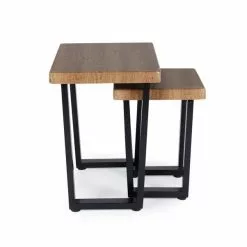 Dunelm Freddie Rustic Wood Effect Nest Of Tables - 30809247 alt02