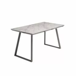 Dunelm Alden Rectangular 4 Seater Dining Table Marble Effect Glass - 30816915 alt01