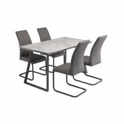 Dunelm Alden Rectangular 4 Seater Dining Table Marble Effect Glass - 30816915 alt02