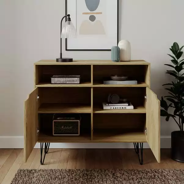 Dunelm Bella 2 Door Sideboard Oak Effect 4 Dunelm Bella 2 Door Sideboard Oak Effect - Image 2